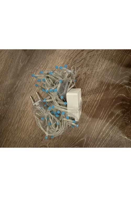 10 M 100 Led Damla Uçlu Mavi Işık Şeffaf Kablo MZ-17-6