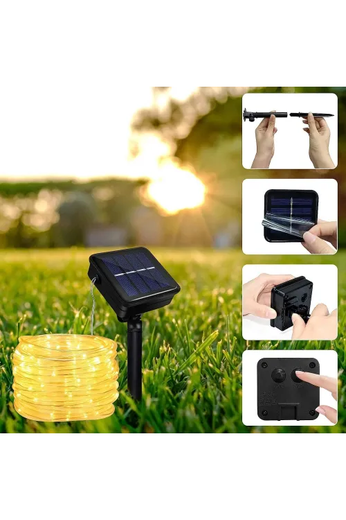10 Metre Güneş Enerjili Hortum LED Işık