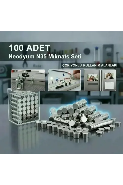 100 lü 8x3mm Yuvarlak Neodyum Mıknatıs