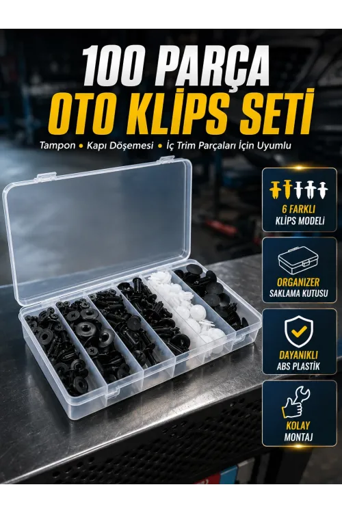 100 Parça Oto Döşeme Klipsi Seti Tampon, Kapı Paneli Ve Plastik Trim Sabitleme Klipsleri