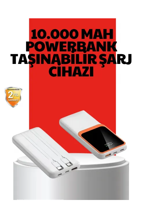 10000 Mah Taşınabilir Powerbank – Çift Çıkışlı Type-c Ve Lightning Uyumlu