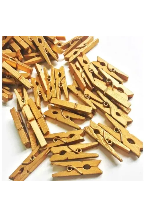 100lü Gold Ahşap Mandal Seti