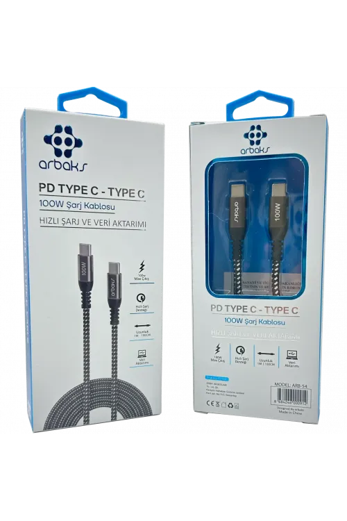 100W PD TYPE-C TYPE-C Şarj Kablosu Arbaks ARB-54