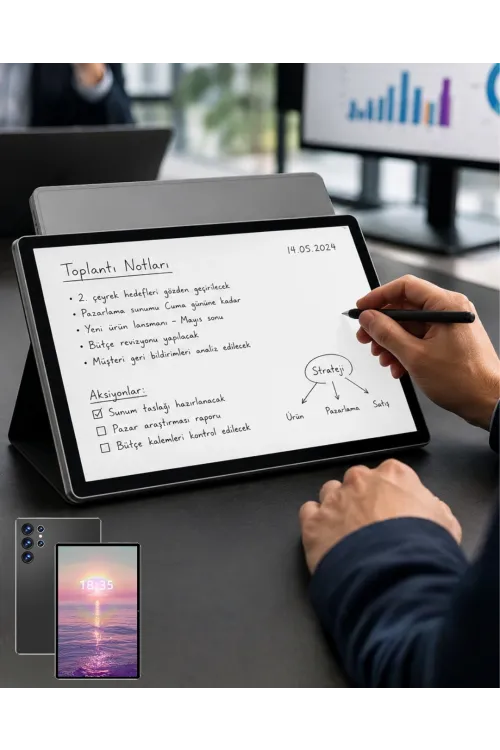 10.1 İnç Android Tablet 16gb Ram 1tb Depolama Klavyeli Tablet Seti