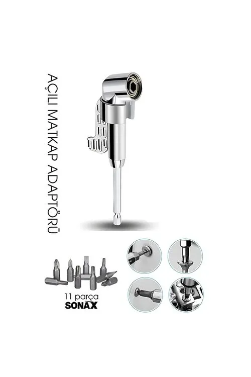 105° Açılı Matkap Adaptörü Seti – 1/4” Hex Şaftlı, 11 Parça Çok Fonksiyonlu Vidalama Uçları 722452