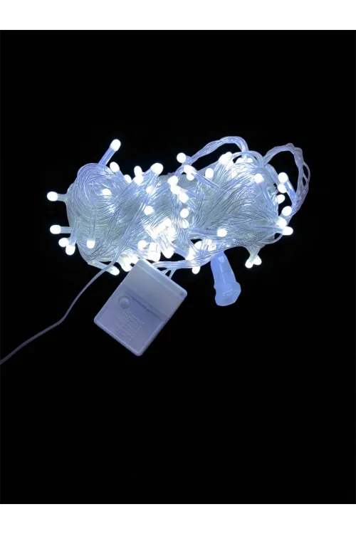 10m 100 Led Damla Uçlu Beyaz Işık Şeffaf Kablo Mz-17-1