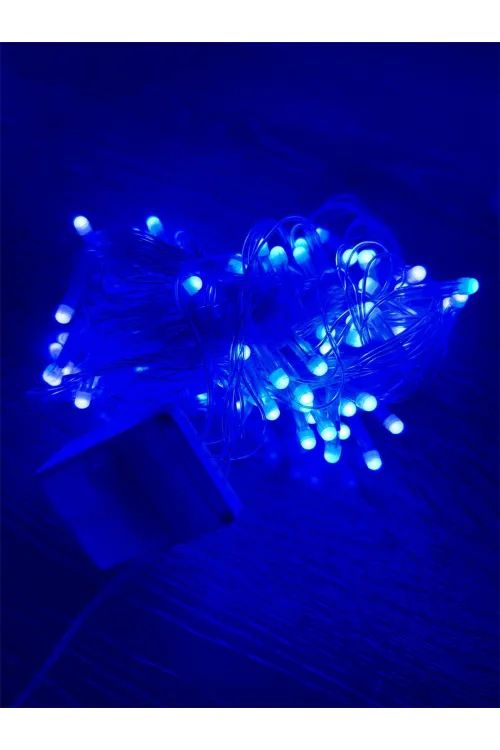 10m 100 Led Damla Uçlu Mavi Işık Şeffaf Kablo Mz-17-6
