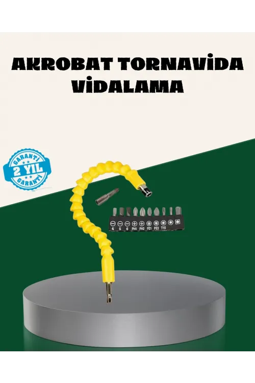 12 Parça Akrobat Bits Seti Çok Amaçlı Vidalama Dayanıklı Çelik