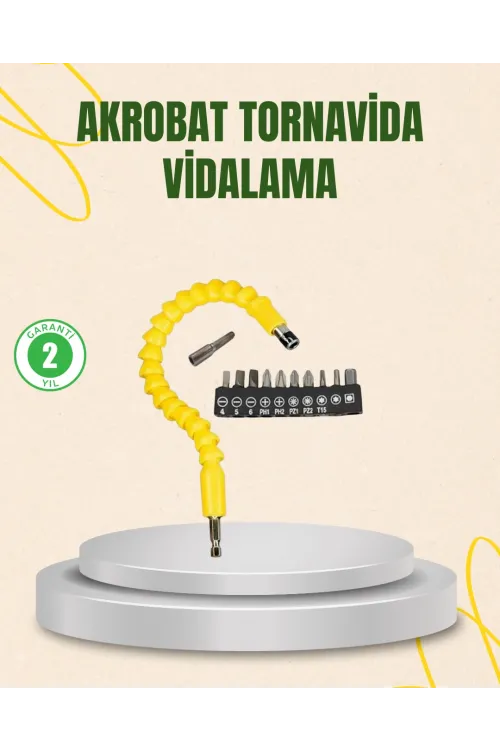 12 Parça Akrobat Vidalama Uç Seti Esnek Dar Alan Kullanım