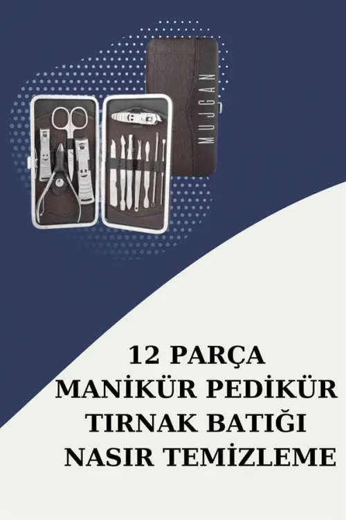 12 Parça Paslanmaz Çelik Kompakt Ve Taşınabilir Manikür Makası Tırnak Makası