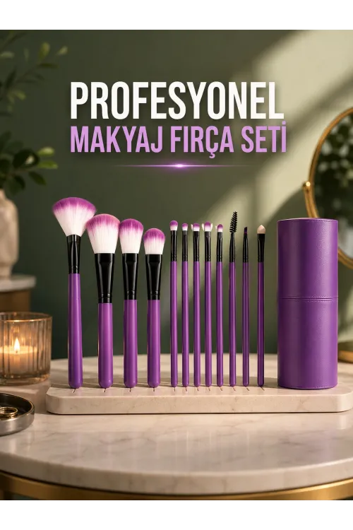 12 Parça Profesyonel Makyaj Fırça Seti