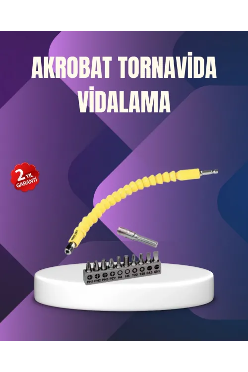 12 Parça Vidalama Uç Seti Akrobat Tasarım Dayanıklı Metal