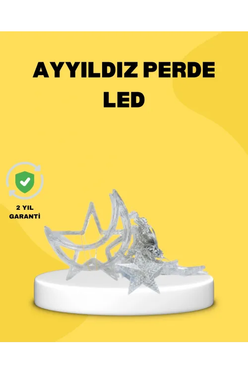 126 Led’li Yıldız Ay Perde Işık Prizden Çalışan Dekoratif Aydınlatma