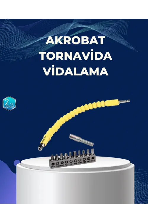 12’li Akrobat Bits Vidalama Seti Esnek Uç Çok Yönlü Kullanım