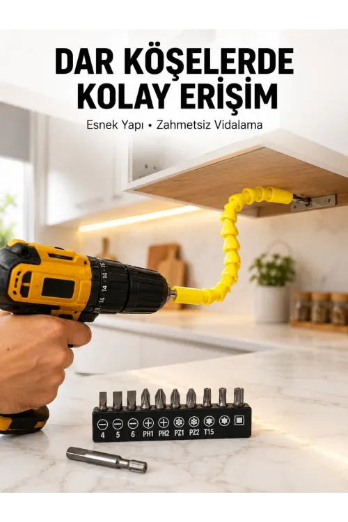 12’li Akrobat Bits Vidalama Seti Esnek Uç Çok Yönlü Kullanım Yeni Nesil
