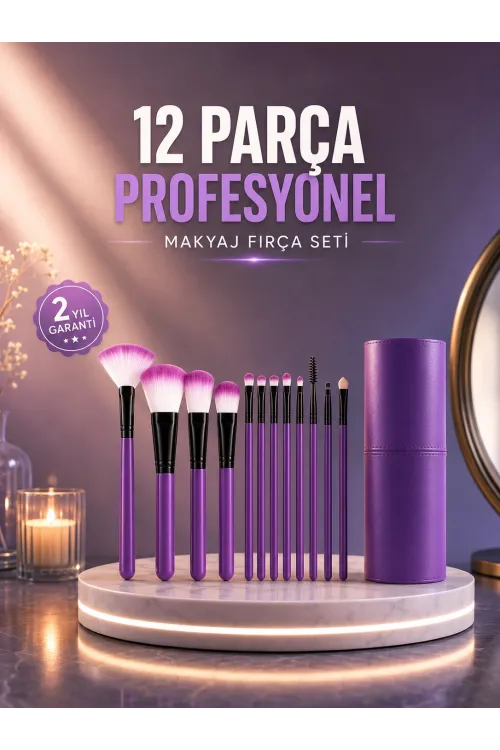 12’li Profesyonel Makyaj Fırça Seti Ultra Yumuşak Sentetik Kıllı