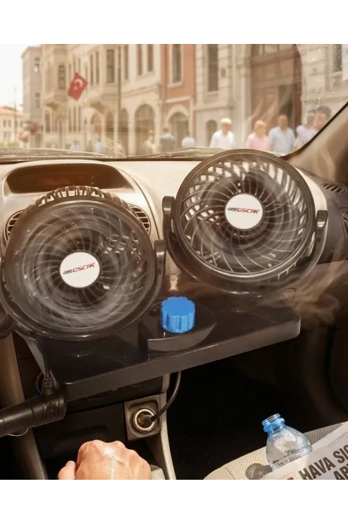 12v Araç İçi Vantilatör Çift Modlu Döner Başlıklı Oto Fan