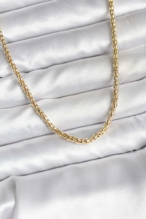 ietaks™ 14K Gold Renk Kaplama Boru Zincir Model CM Kadın Kolye