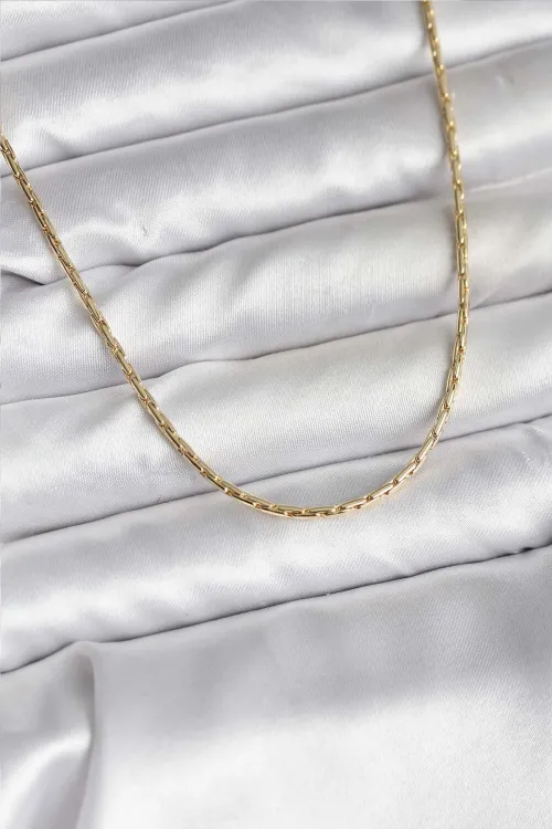 ietaks™ 14K Gold Renk Kaplama İnce Zincir Model CM Kadın Kolye