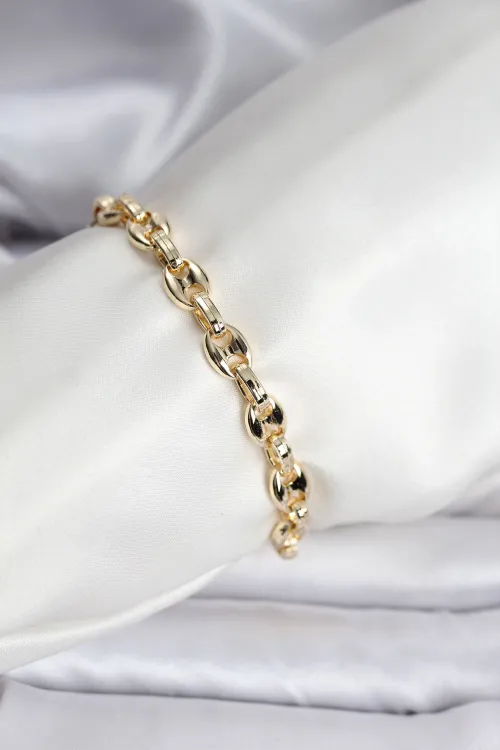 ietaks™ 14K Gold Renk Kaplama Kahve Çekirdeği Model CM Kadın Bileklik