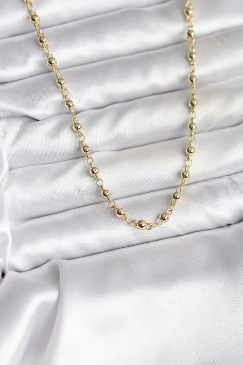 ietaks™ 14K Gold Renk Kaplama Topçuklu Zincir Model CM Kadın Kolye