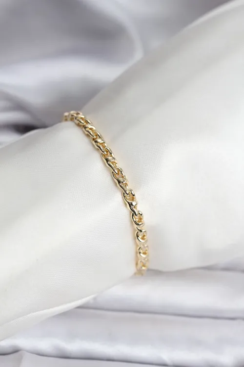 ietaks™ 14K Gold Renk Kaplama Zincir Model Kadın CM Bileklik
