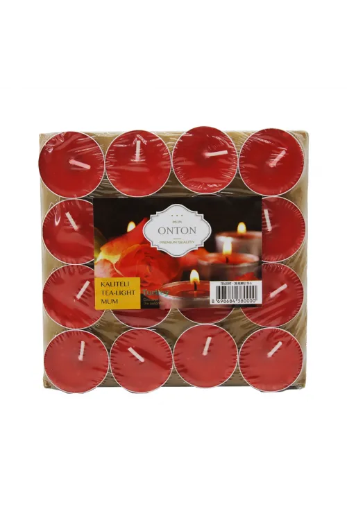 16 Parça  Kırmızı Tea Light Yuvarlak Mum