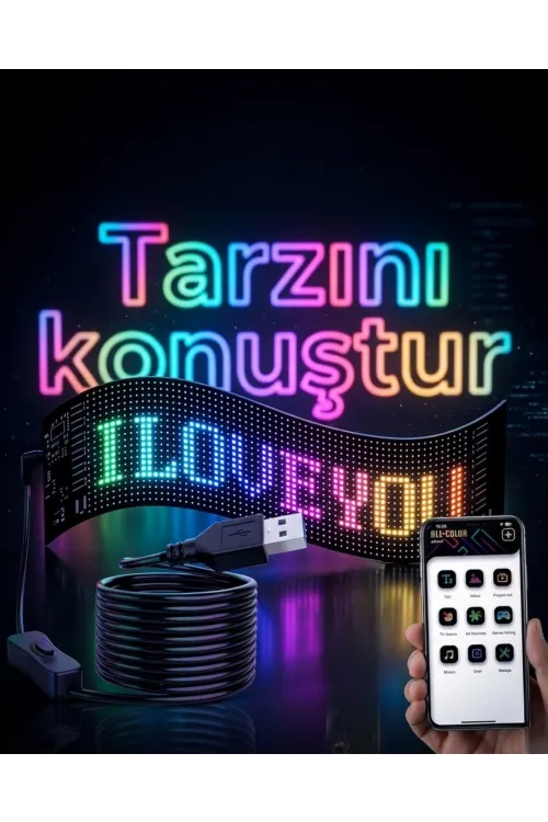 16x96 Led Yazı Paneli 60 Cm Esnek Rgb Işıklı Programlanabilir Ekran