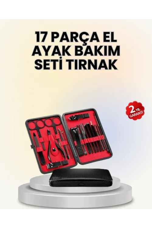 17 Parçalık Deri Kaplamalı Manikür Seti