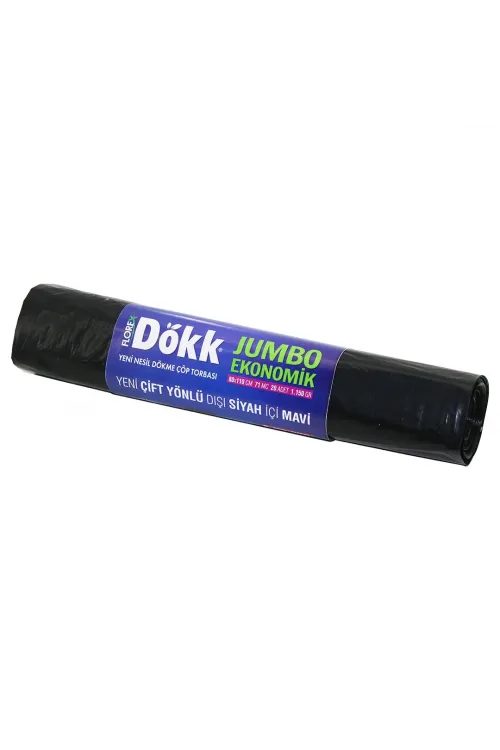 180 Adet Florex-619 Dökk Eco Jumbo Çift Yönlü  20pcs 80x110cm Çöp Torbası 9x20=180
