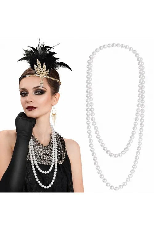 1920 Gatsby İnci Kolye – Vintage Uzun Beyaz İnci Kolye