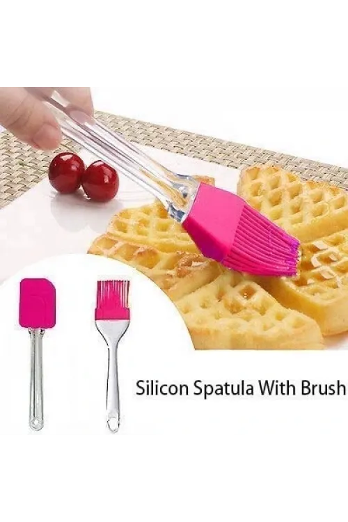 2'li Silikon Pasta - Börek - Poğaça Yağ Fırçası Ve Spatula Seti