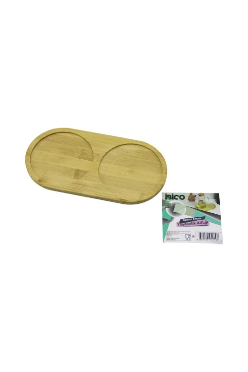 2 Bölmeli Oval Ahşap Bambu Yağdanlık Altlık Mini Tepsi 12 X 23.4 X 0.8cm