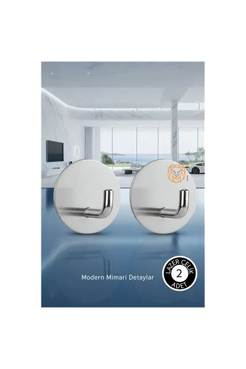 2li Banyo ve Mutfak Askı Seti - SUS304 Lazer Kesim Çelik  Ultra Güçlü Yapışkanlı Askı