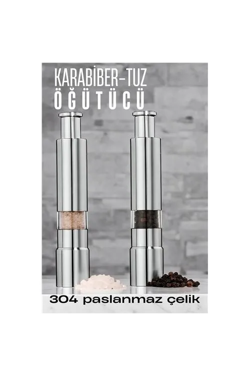 2li Karabiber Tuz Öğütücü Profesyonel 304 Paslanmaz Çelik Manuel Baharat Değirmeni 720252