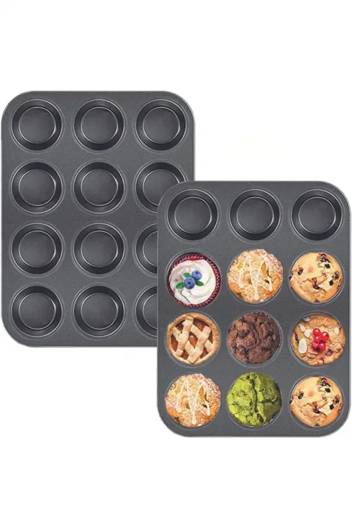 2li Set Muffin Kalıbı 12li Fırın Mini Kek Browni Kekstra Kalıbı Cupcake  Ülü