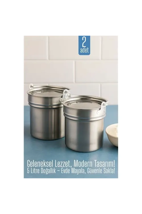 2 li Yoğurt Bakracı – Paslanmaz Çelik 5 Litre |  Kapaklı, Hijyenik ve Dayanıklı