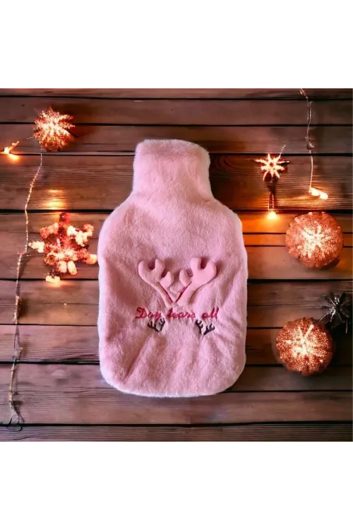 2 Litrelik Geyikli Model Peluş Kılıflı Sıcak Su Torbası