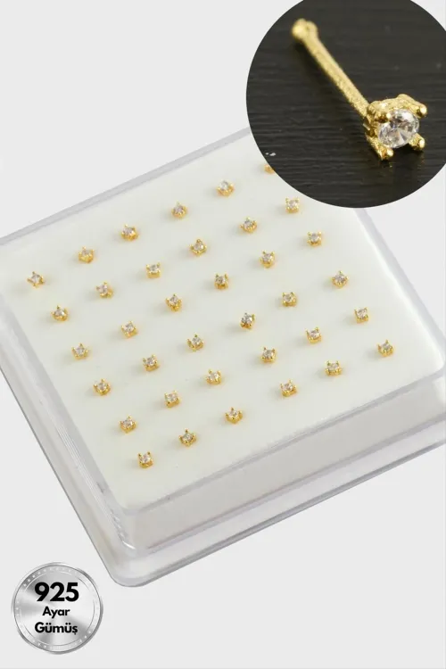 2 mm Kare Zirkon Tek Taşlı Gümüş Hızma 36 Adet