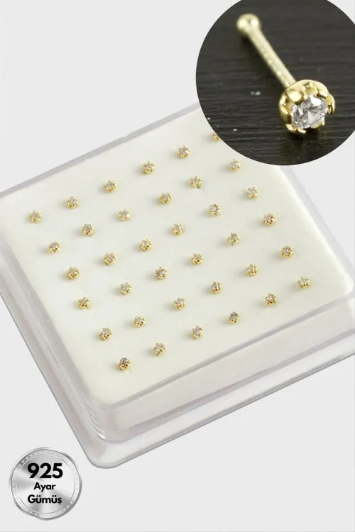 2 mm Zirkon Tek Taşlı Gümüş Hızma 36 Adet
