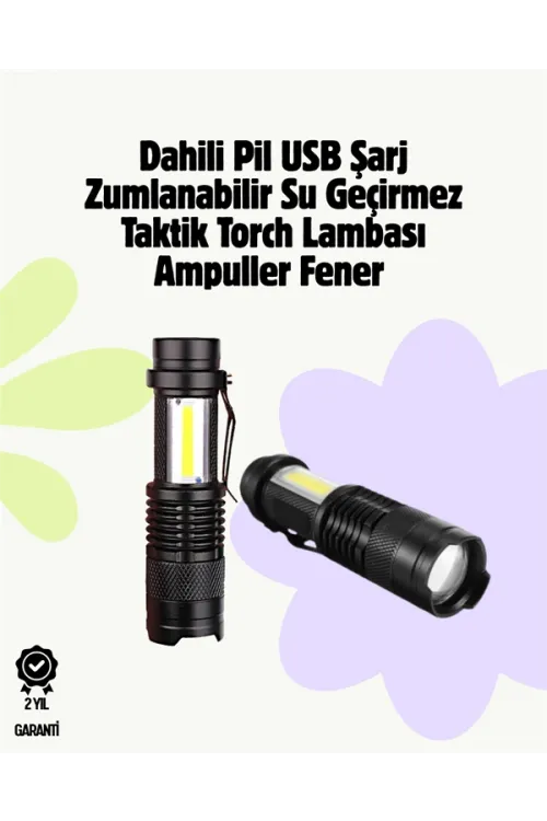 2000 Lümen Led El Feneri - Suya Dayanıklı, Odaklı, Klipsli