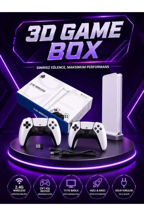 20.000 Yüklü Oyunlu Kablosuz Retro Oyun Konsolu 4k Destekli