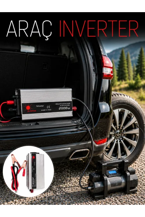 2000w Araç İnverter Aküden Güç Dönüştürücü Elektrik Üreten Taşınabilir