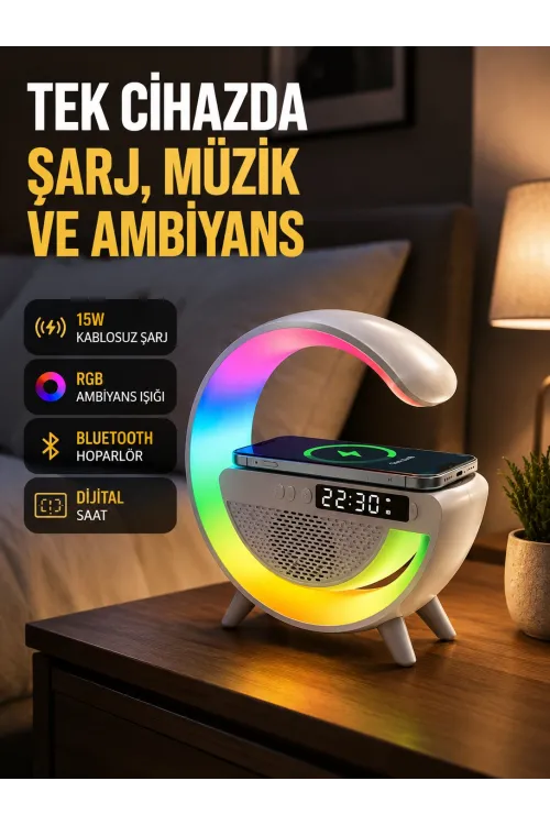 2025 Model 15w Kablosuz Şarjlı Renkli Atmosfer Lambası