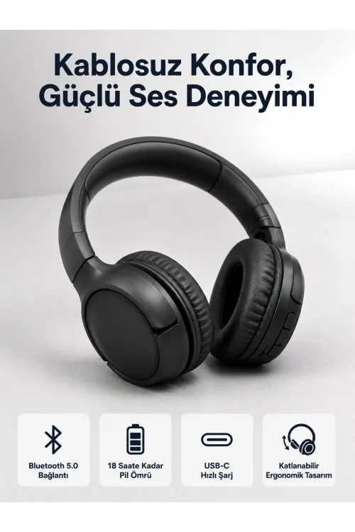 2025 Model Kulak Üstü Bluetooth Hoparlör Anc Özellikli