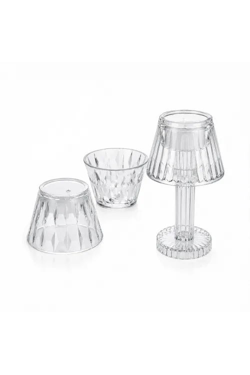 24 Adet Kristal Damlalı Mumluk - Masa Lamba Abajur Mini Pilli