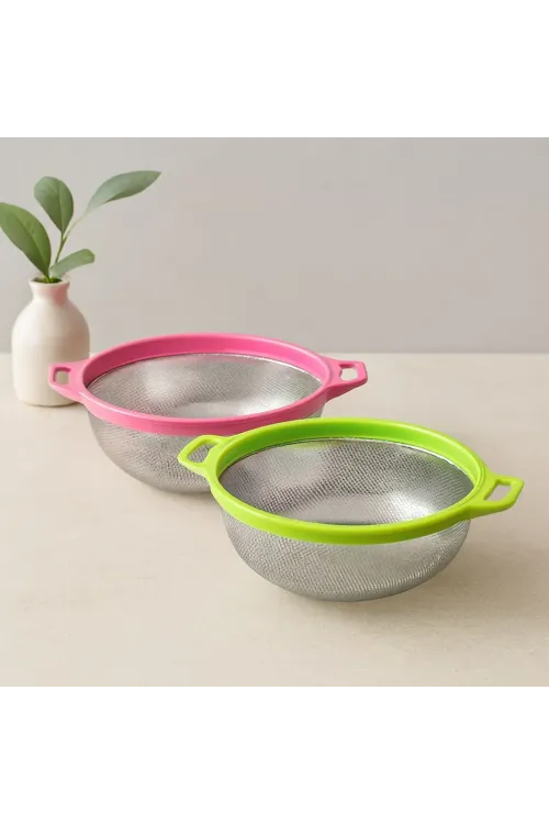 24 cm Kulplu Metal Süzgeç - Çelik Sepet