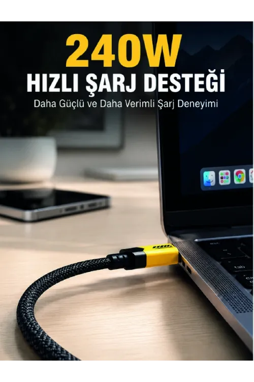 240w 3ü 1 Arada Hızlı Şarj Kablosu Usb Type-c Lightning Micro Usb