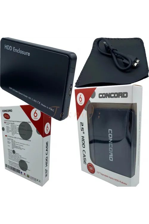 2.5” USB 3.0 / 6 Gbps Sata Harddisk Hdd Kutusu Concord C-855