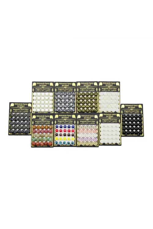 25pcs Takım   Mıknatıslı  Eşarp Şal Klipsi  1 Kart